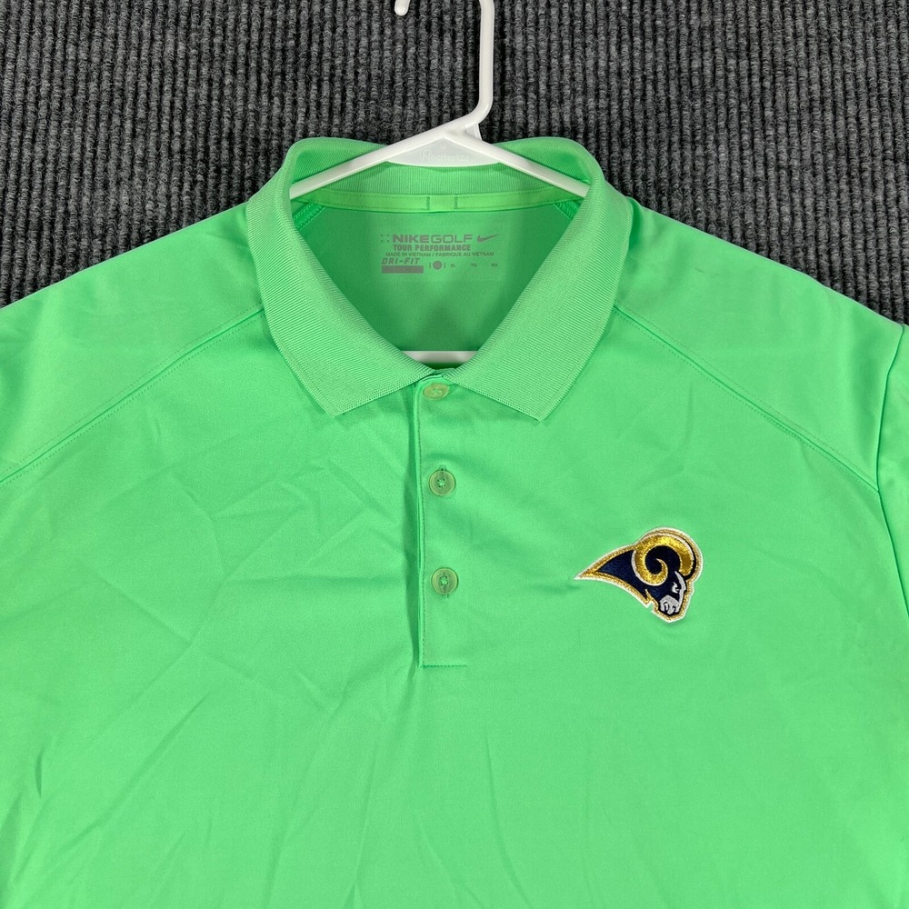 St. Louis Rams Polo Shirt Mens XL Extra Large Green Short Sleeve Nike Golf